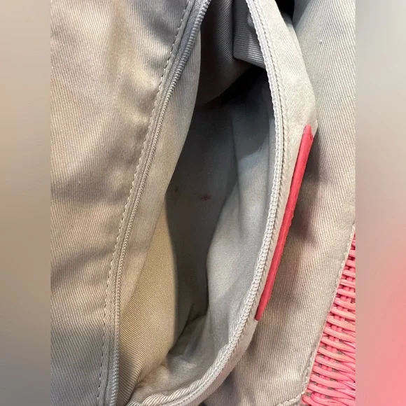 Talbots Striped Wicker and Canvas Bag with Chain Crossbody Strap Summer Bag - Picture 5 of 6